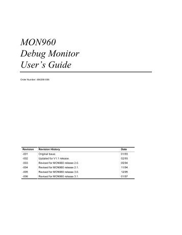 MON960 Debug Monitor User's Guide - chipdb.org