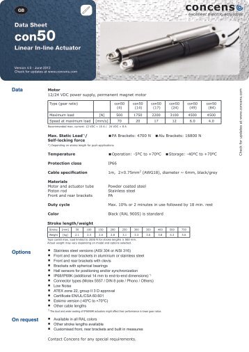 Data Sheet Linear In-line Actuator