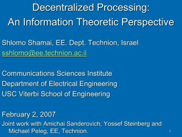 Decentralized Processing: An Information Theoretic Perspective