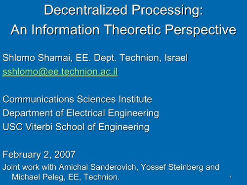 Decentralized Processing: An Information Theoretic Perspective