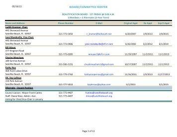 BOARD/COMMITTEE ROSTER - Satellite Beach