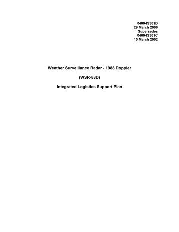 (WSR-88D) Integrated Logistics Support Plan - NEXRAD Radar ...