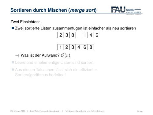 Sortieren durch Mischen (merge sort)