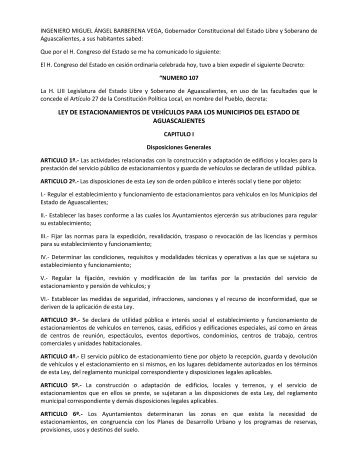 ley de estacionamientos de vehÃ­culos para los municipios del ...