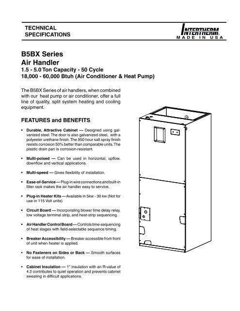 B5BX Series Air Handler - Nordyne