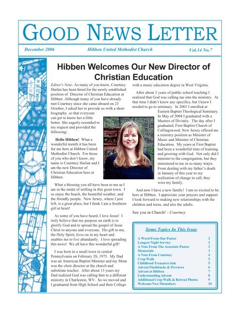 GOOD NEWS LETTER - Hibben United Methodist Church