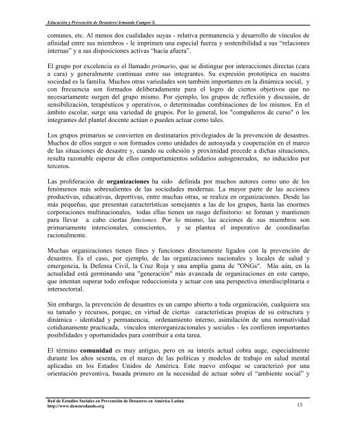 EducaciÃƒÂ³n y PrevenciÃƒÂ³n de Desastres - La RED