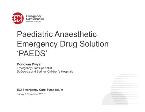 Paediatric Anaesthetic Emergency Drug Solution Emergency