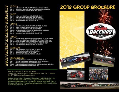 Berlin Raceway 2022 Schedule The Group Outing Brochure - Berlin Raceway