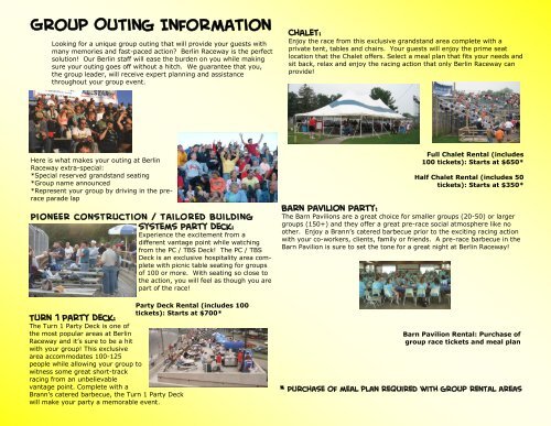 the group outing brochure - Berlin Raceway