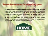 Preventive measures for controlling pests