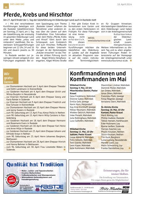 rasteder rundschau Ausgabe April 2014