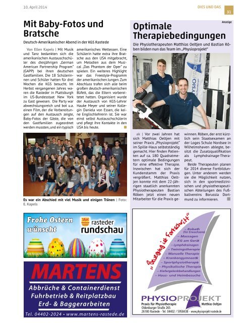 rasteder rundschau Ausgabe April 2014