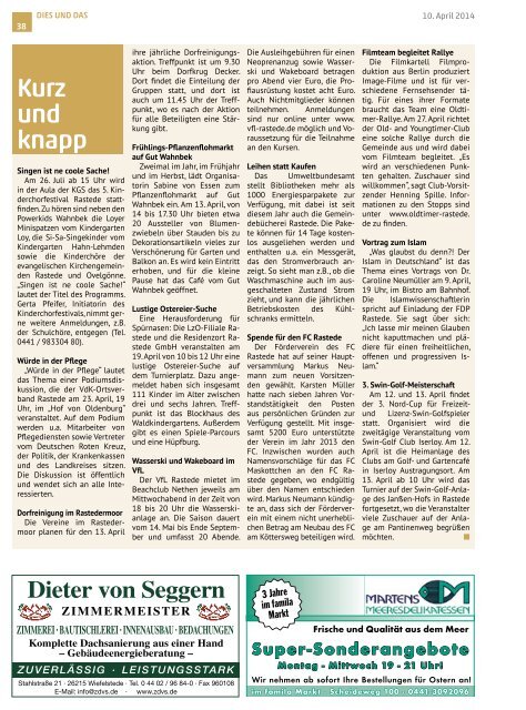 rasteder rundschau Ausgabe April 2014