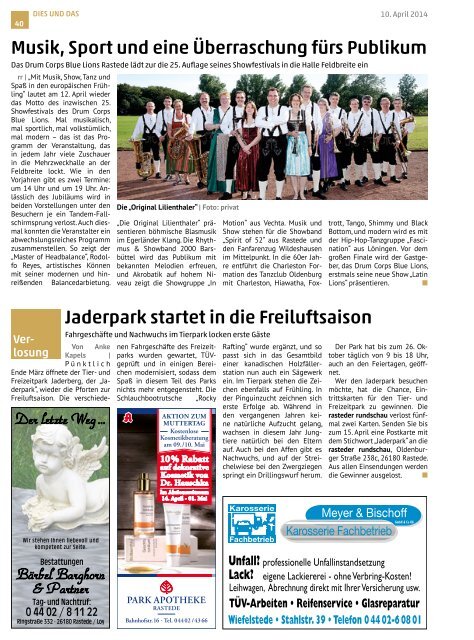 rasteder rundschau Ausgabe April 2014