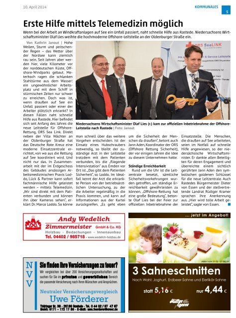 rasteder rundschau Ausgabe April 2014