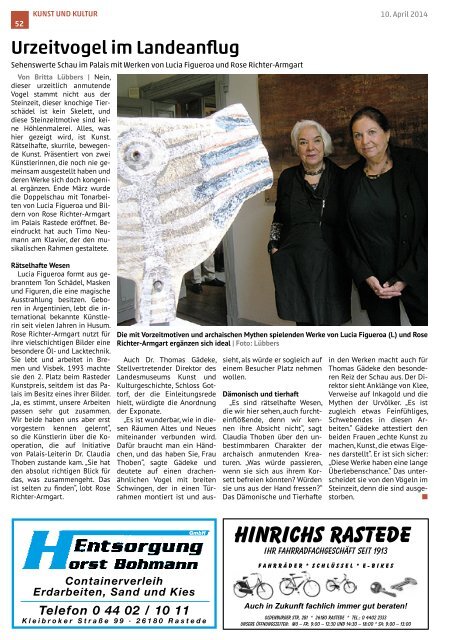 rasteder rundschau Ausgabe April 2014