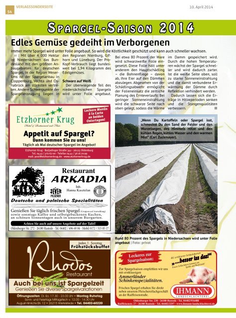 rasteder rundschau Ausgabe April 2014