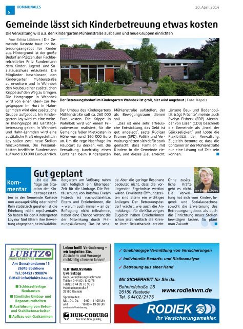 rasteder rundschau Ausgabe April 2014