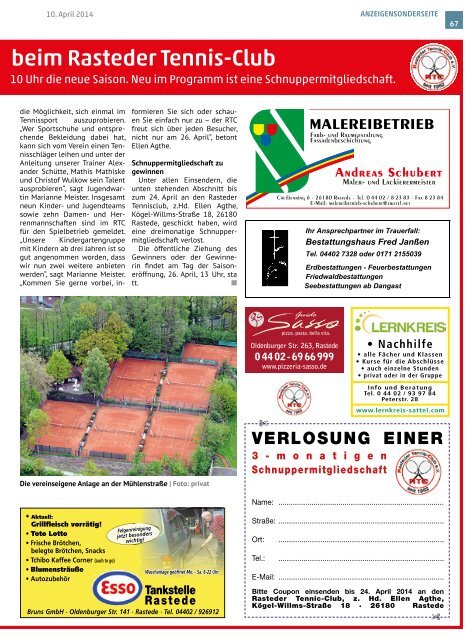 rasteder rundschau Ausgabe April 2014