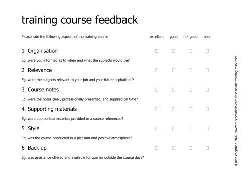 training course Feedback - Businessballs