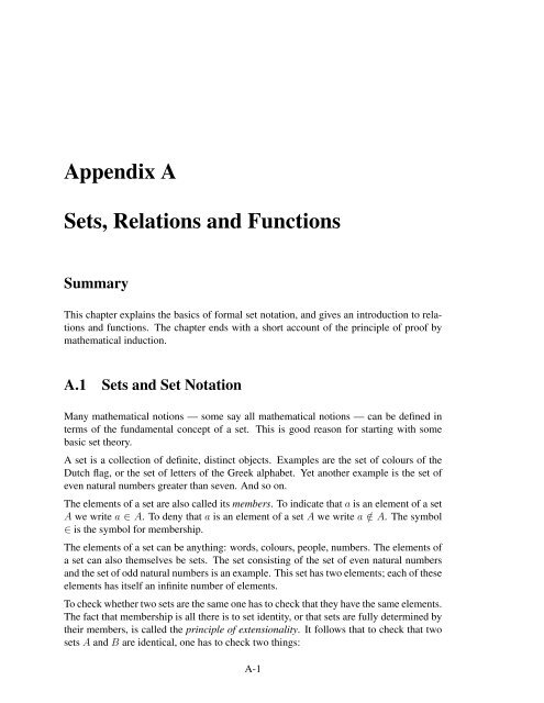 Appendix A Sets, Relations and Functions - Logic in Action