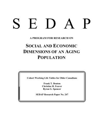 social and economic dimensions of an aging population - Faculty of ...