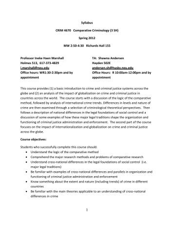 1 Syllabus CRIM 4670 Comparative Criminology (3 SH) Spring ...