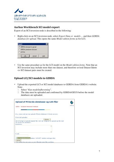 Reporting Data and Models to GERDA using Aarhus Workbench ...