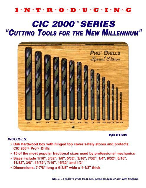 Cutting Tools Catalog - Chromate Industrial Corporation