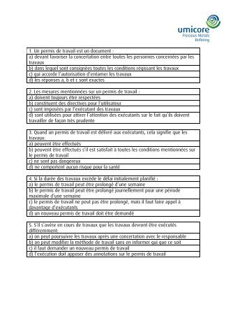 1. Un permis de travail est un document - Umicore Precious Metals ...