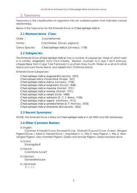 Emerald Dove Husbandry Manual - Nswfmpa.org