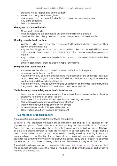 Emerald Dove Husbandry Manual - Nswfmpa.org