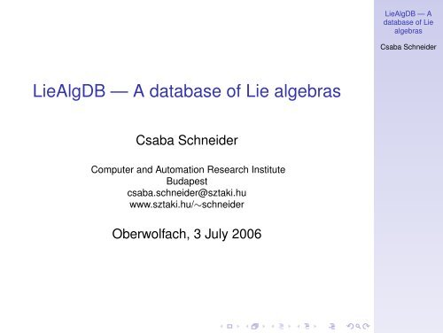 LieAlgDB --- A database of Lie algebras