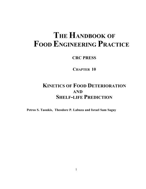 the handbook of food engineering practice crc press chapter 10 ...