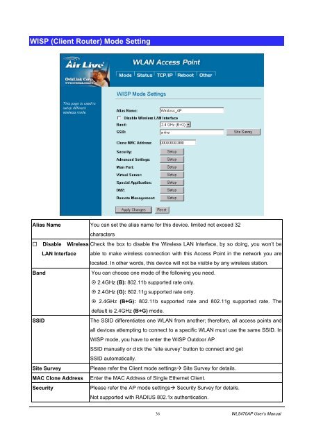 AirLive WL-5470AP User Manual