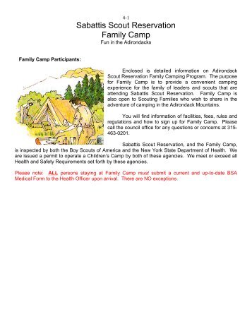 Sabattis Scout Reservation Family Camp Information