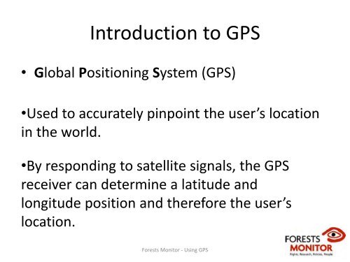 Using GPS - Forests Monitor