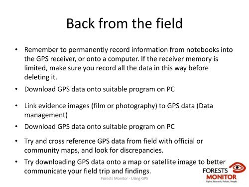 Using GPS - Forests Monitor