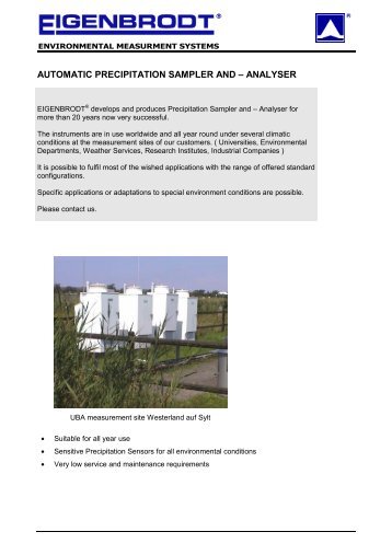 Catalogue Precipitation Collectors and Monitors english