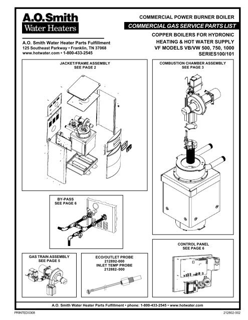 VB/VF/VW 500, 750, 1000 - AO Smith Water Heaters