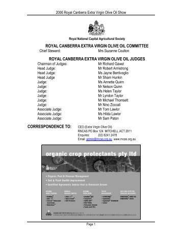 2006 Results - Royal National Capital Agricultural Society