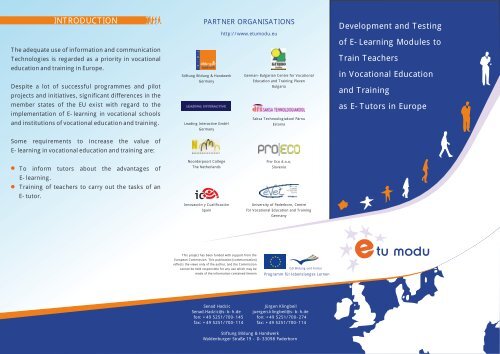 Module Start Education INTRODUCTION Development and Testing of E-Learning Modules ...