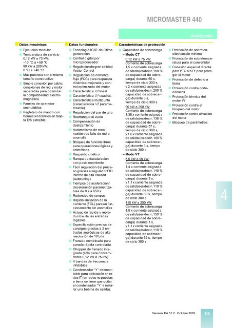 catalogo micromaster variadores de frecuencia