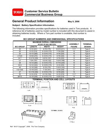 Battery Specification - Toro