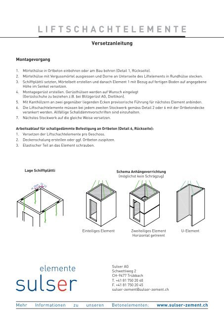 LIFTSCHACHTELEMENTE - Sulser AG