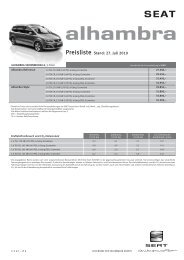 SEAT Alhambra Preisliste neues Modell