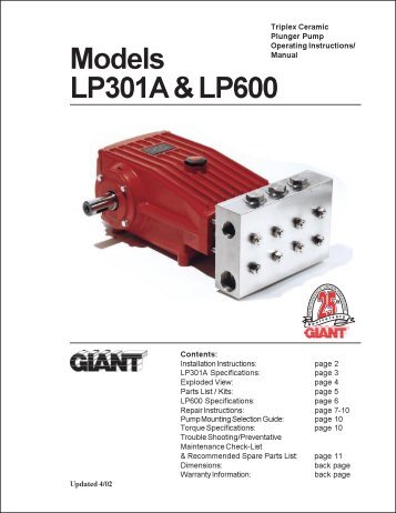 Models LP301A & LP600 - Giant Industries