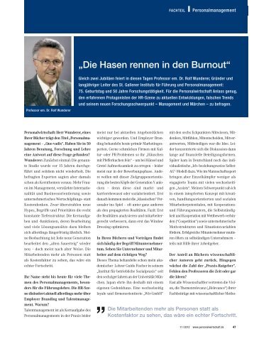 Interview mit Professor Dr. Rolf Wunderer in der Personalwirtschaft ...