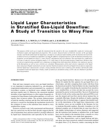 Liquid Layer Characteristics in Stratified Gas-Liquid Downflow: A ...